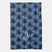 Octopus Pattern Single Initial Dark Blue Geschirrtuch (Vertikal)
