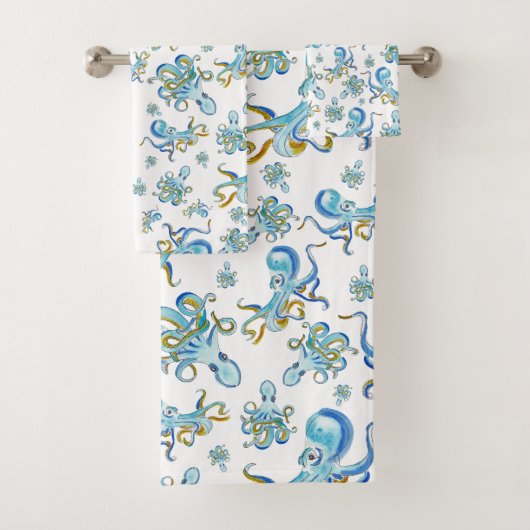 Octopus Pattern Towel Badhandtuch Set (Insitu)