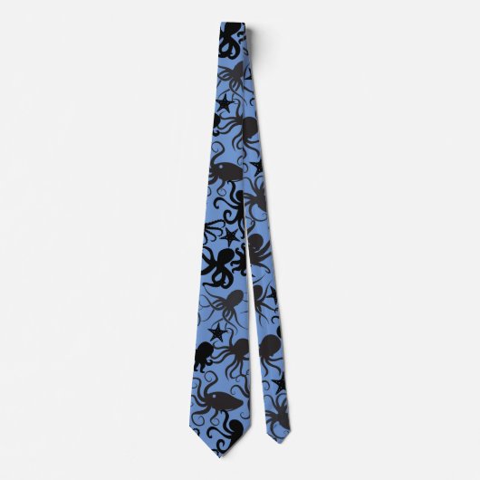 Octopus Pattern.w LBlue BG Krawatte (Vorderseite)