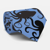 Octopus Pattern.w LBlue BG Krawatte (Gerollt)