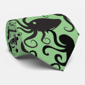 Octopus Pattern.w LGreen BG Krawatte (Gerollt)