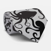 Octopus Pattern.w LGrey BG Krawatte (Gerollt)