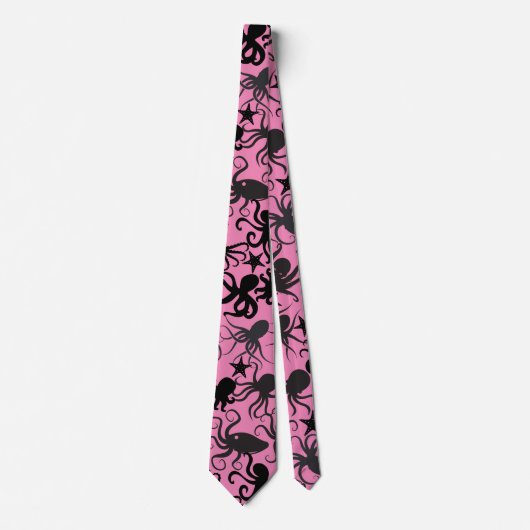 Octopus Pattern.w Pink BG Krawatte (Vorderseite)