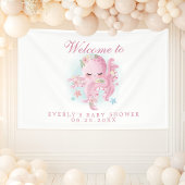 Octopus Pink Watercolor Girl Babydusche Willkommen Banner