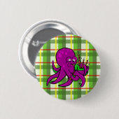 Octopus Piper Musical Instrument Illustration Button (Vorne & Hinten)