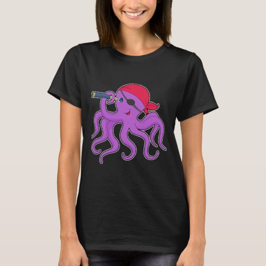 Octopus Pirate Binoculars T-Shirt (Vorderseite)