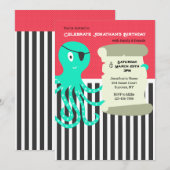 Octopus Pirate Einladung zum Geburtstag (Vorne/Hinten)