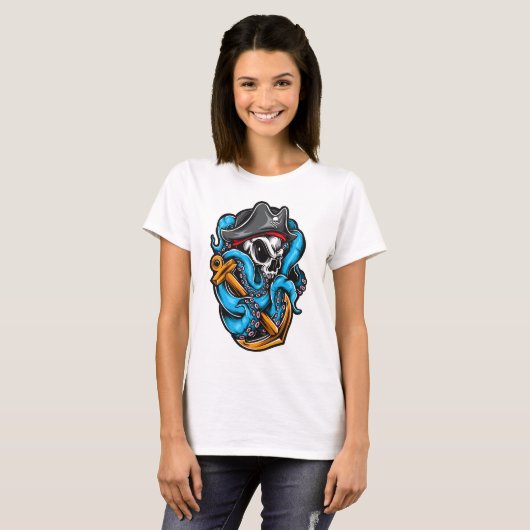 Octopus Pirate Skull T-Shirt (Vorne ganz)