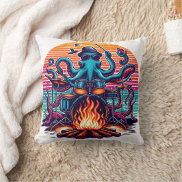 Octopus Playing Drums by Colorful Campfire Kissen