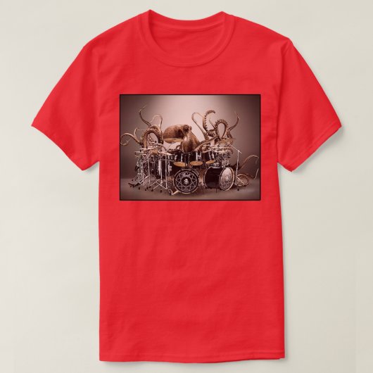 Octopus Playing Drums Parody T-Shirt (Design vorne)