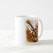 Octopus Playing Guitar Vintage Music Art Kaffeetasse (VorderseiteRechts)