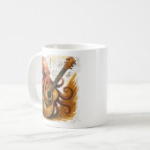 Octopus Playing Guitar Vintage Music Art Kaffeetasse (Vorderseite Links)