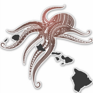 OCTOPUS POLYNESIAN TRIBAL HAWAII INSELN AUFKLEBER