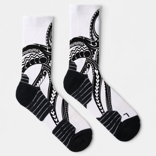 OCTOPUS POLYNESIAN TRIBAL HAWAII ISLANDS Blk Socken (Rechts)