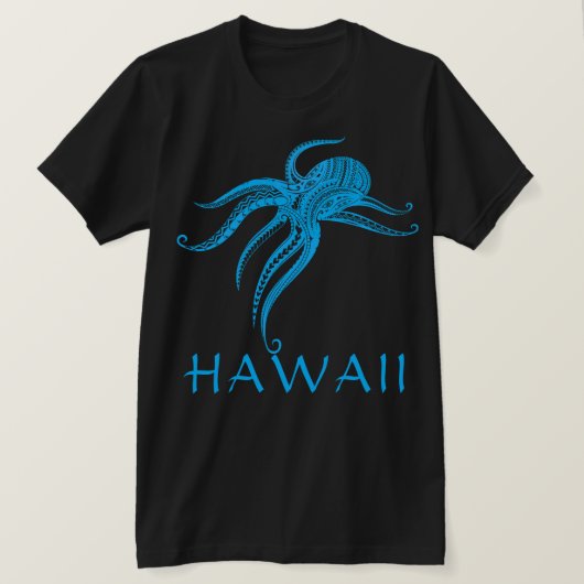 OCTOPUS POLYNESIAN TRIBAL HAWAII LtBlue T-Shirt (Design vorne)