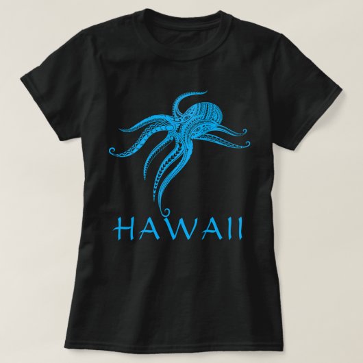 OCTOPUS POLYNESIAN TRIBAL HAWAII LtBlue T-Shirt (Design vorne)