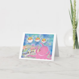 Octopus porcupine fish Music Kids Thank you card Karte