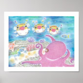 Octopus Porcupinefish Gesang Kinderzimmer Art Post Poster (Vorne)