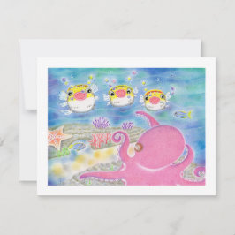 Octopus Porcupinefish Music Any Occasion Flat Card Dankeskarte