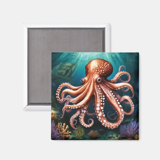 Octopus Portrait Magnet (Vorderseite/Rückseite)