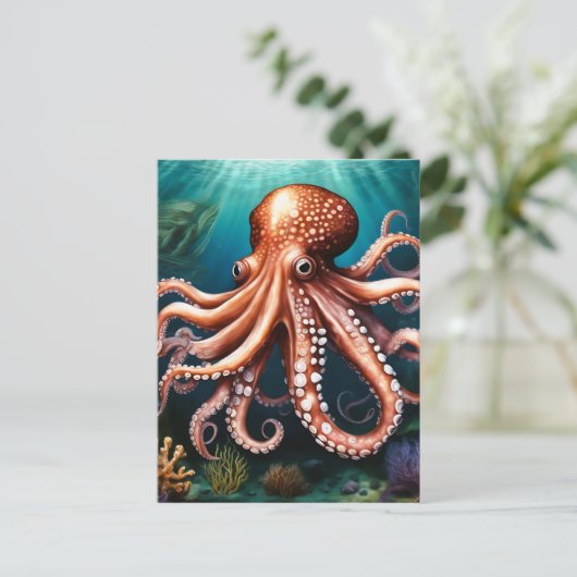 Octopus Portrait Postkarte (Stehend Vorderseite)
