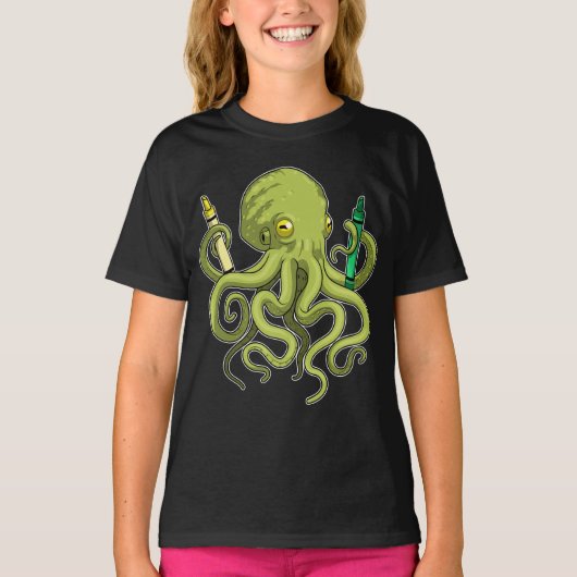 Octopus Pupil Crayons T-Shirt (Vorderseite)