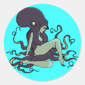 Octopus Queen Runder Aufkleber