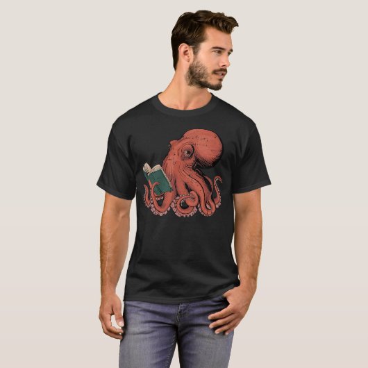 Octopus Reading Book Lover Bookworm Nerd Reader Bi T-Shirt (Vorne ganz)