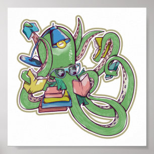 Octopus Reading books Poster