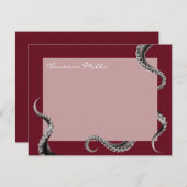 Octopus Red Note Card Mitteilungskarte (Vorne/Hinten)