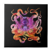 Octopus Retro Gefärbte Krawatte Farbiger Regenboge Fliese (Vorderseite)