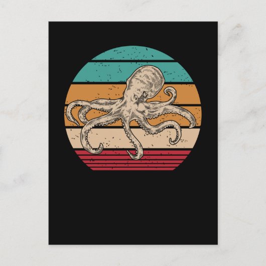 Octopus Retro Kraken Sea Animal Postkarte (Vorderseite)