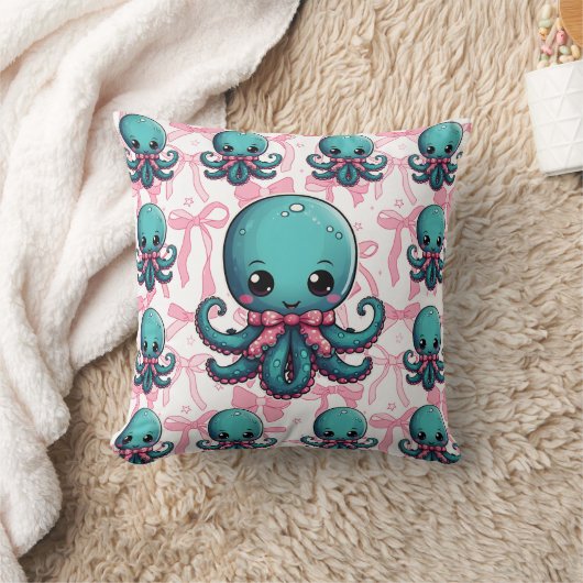 Octopus Ribbon Print Kissen (Decke)