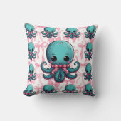 Octopus Ribbon Print Kissen (Vorderseite)