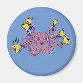 Octopus Ringing Handbells Cartoon Magnet (Vorne)