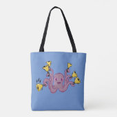 Octopus Ringing Handbells Cartoon Tasche (Rückseite)