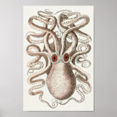 Octopus Rotes Auge Cephalopod Sea Kreaturen Art Dr Poster (Vorne)