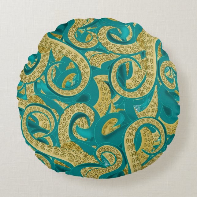 Octopus Round Pillow Rundes Kissen (Vorderseite)