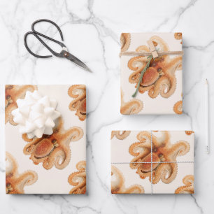 Octopus Salutii, Vintage Meeresaquarien Tiere Geschenkpapier Set