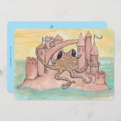 Octopus & Sandcastle Einladung (Vorne/Hinten)