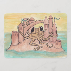 Octopus & Sandcastle Einladung