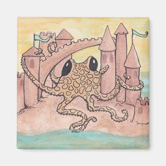 Octopus & Sandcastle Magnet (Vorne)