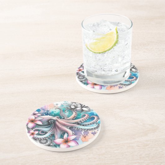 Octopus Sandstone Untersetzer (Seite)