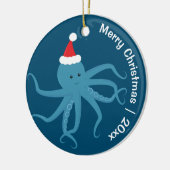 Octopus Santa Merry Weihnachten Keramik Ornament (Links)