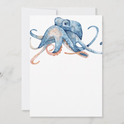 Octopus Sea Life auf der Hochzeit von White Beach Einladung (Rückseite)
