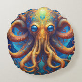 Octopus Sea Life Rundes Kissen (Rückseite)