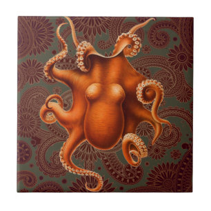 Octopus Sea Monster Kreatur Cephalapod Vintag Fliese