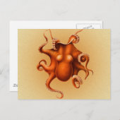 Octopus Sea Monster Kreatur Cephalapod Vintag Postkarte (Vorne/Hinten)