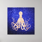 Octopus Sea Rose Gold Cobalt Blue Glitzer Leinwanddruck (Vorderseite)