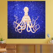 Octopus Sea Rose Gold Cobalt Blue Glitzer Leinwanddruck (Insitu (Wohnzimmer))